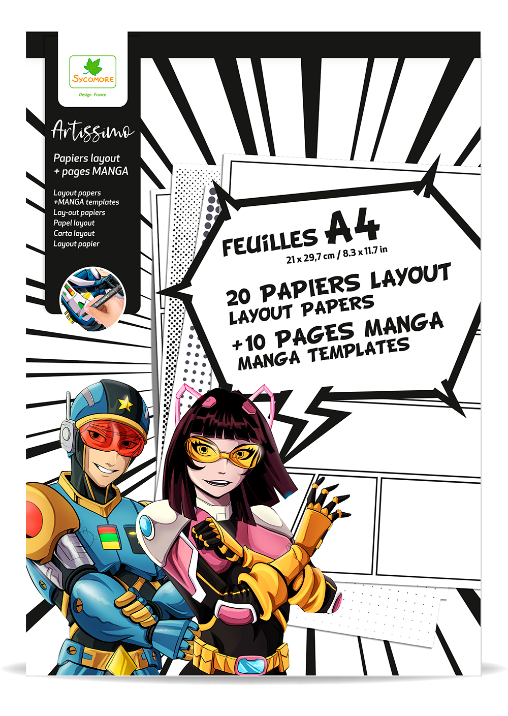 Sycomore Artissimo - layout papíry A4 + textury - Manga Sycomore
