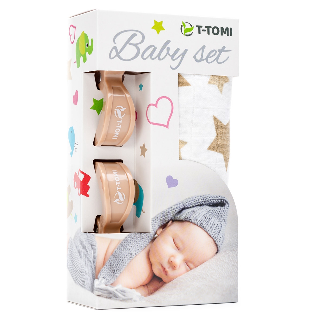 T-tomi BABY SET - Beige stars T-tomi