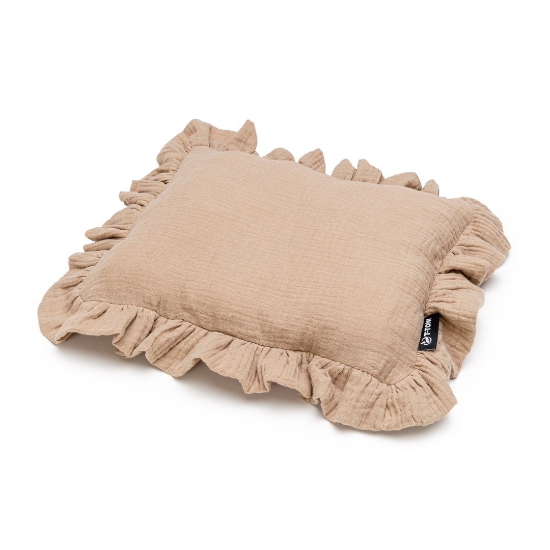 T-tomi BIO Mušelínový polštářek s volánkem Beige T-tomi