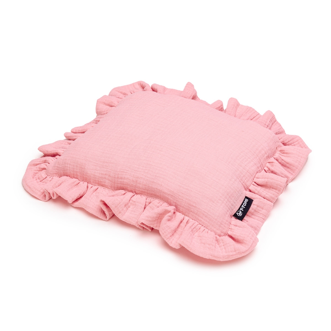 T-tomi BIO Mušelínový polštářek s volánkem Pink T-tomi