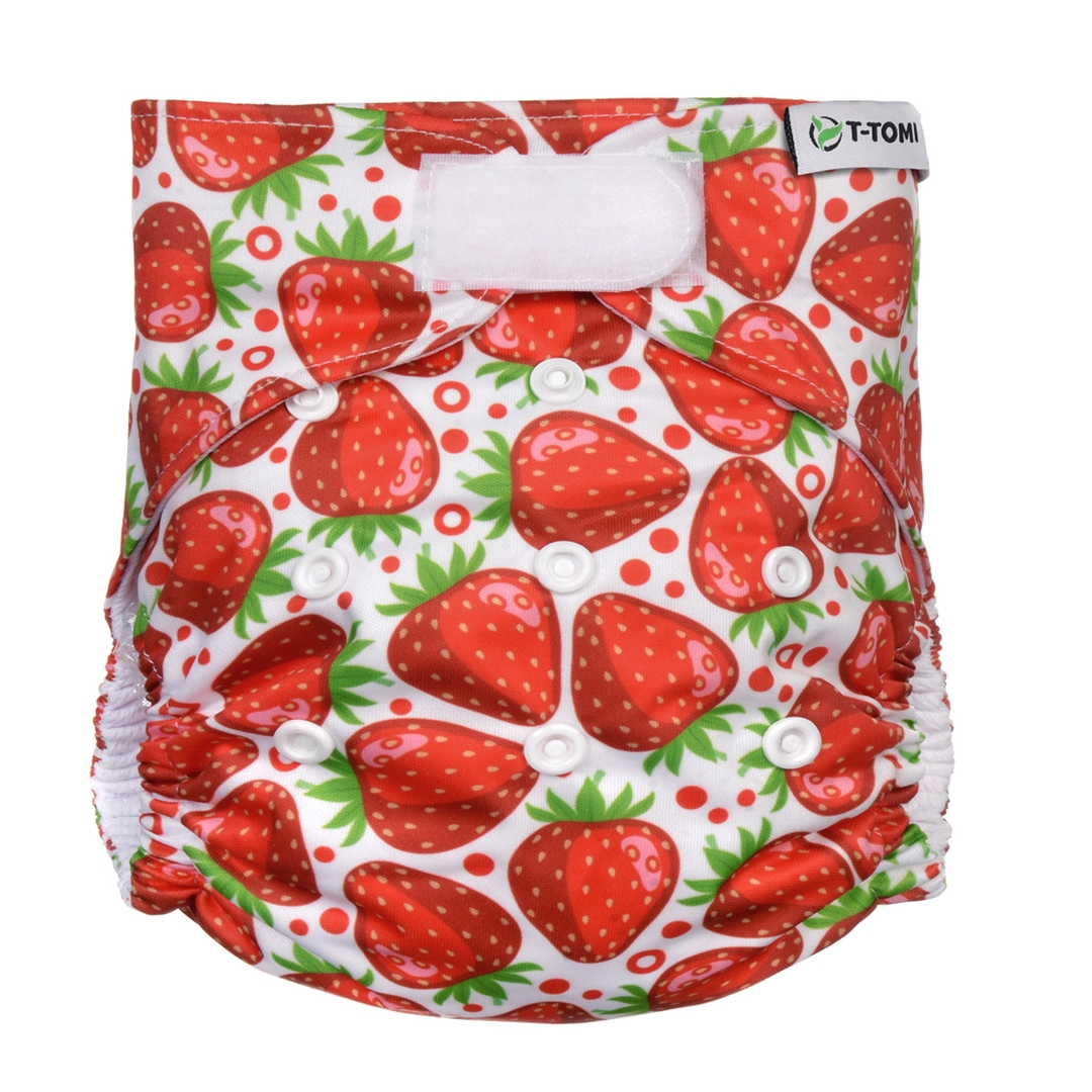 T-tomi Kalhotková plena AIO - přebalovací set suchý zip Strawberries T-tomi