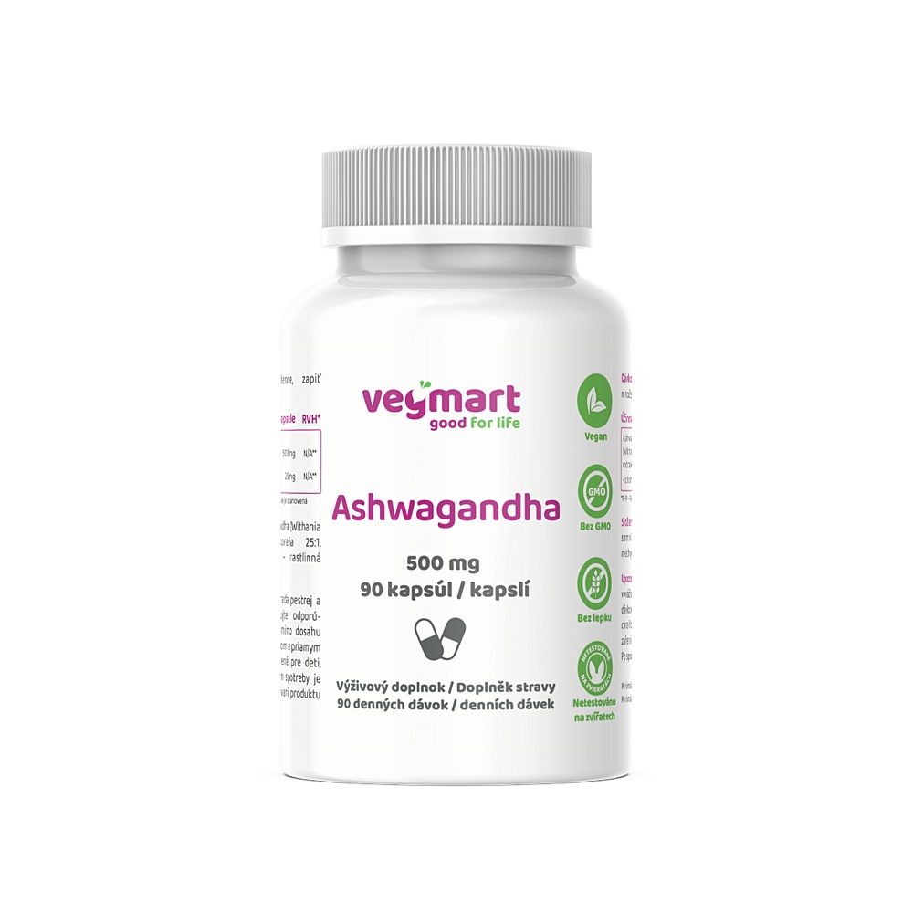 Vegmart Ashwagandha 500 mg 90 kapslí Vegmart