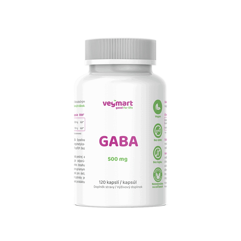 Vegmart GABA 500 mg 120 kapslí Vegmart