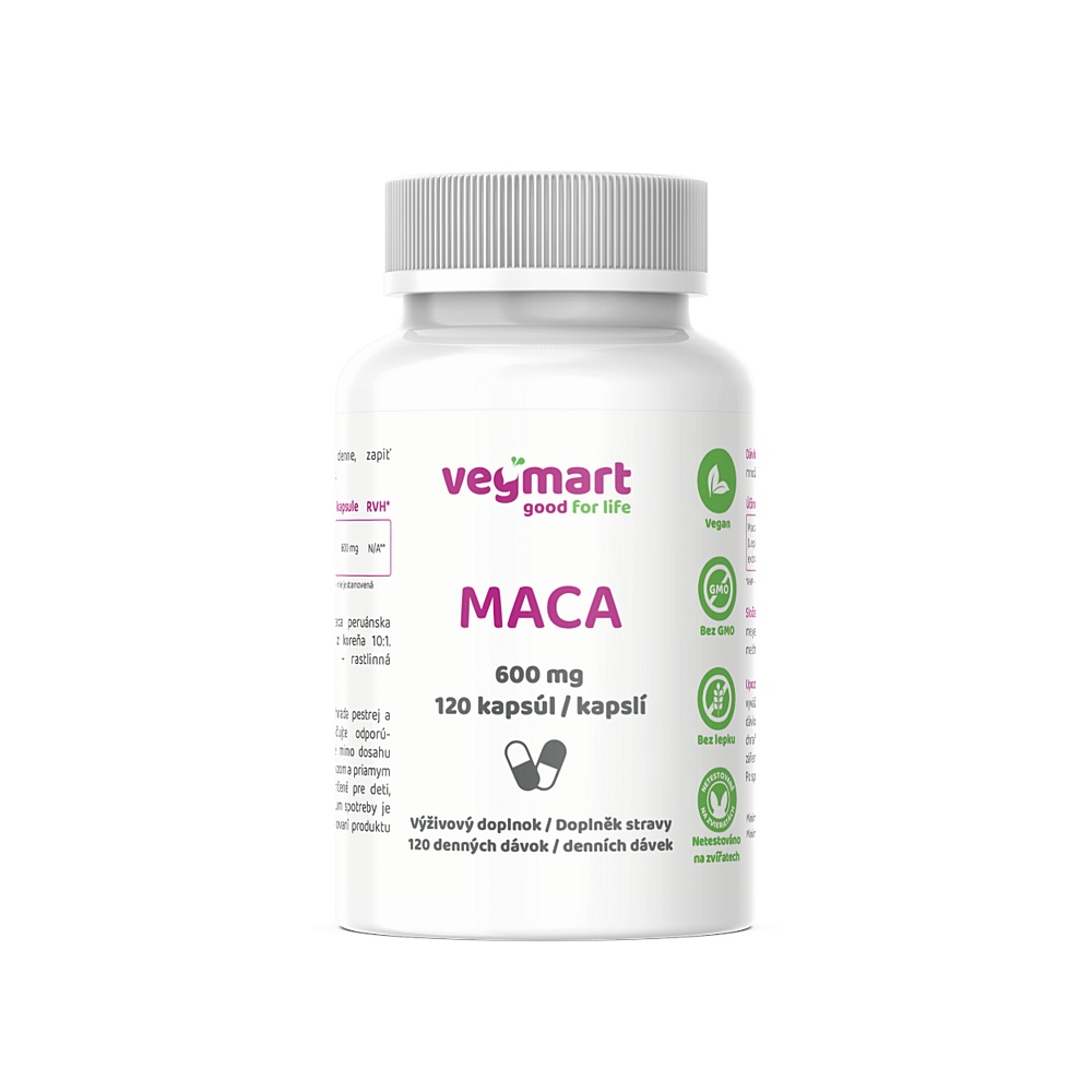 Vegmart MACA 600 mg 120 kapslí Vegmart