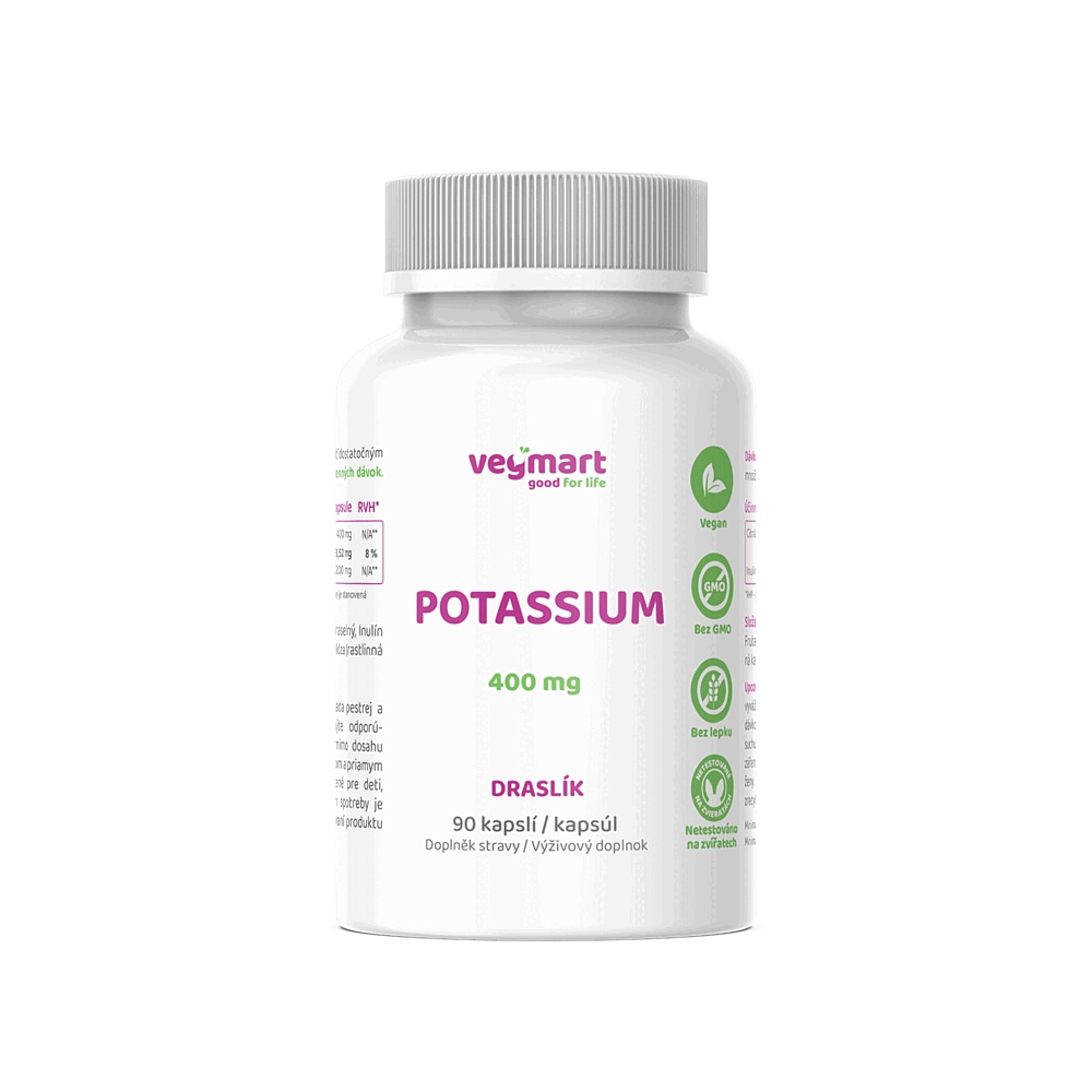 Vegmart POTASSIUM Draslík 400 mg 90 kapslí Vegmart