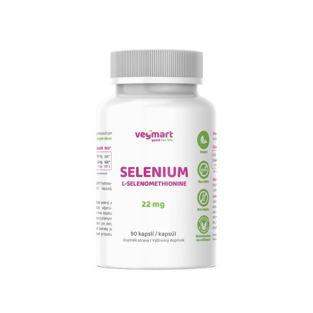 Vegmart SELENIUM L-SELENOMETHIONINE 22 mg 90 kapslí Vegmart
