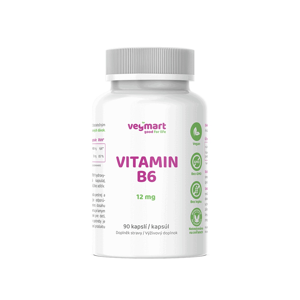 Vegmart VITAMÍN B6 12 mg 90 kapslí Vegmart