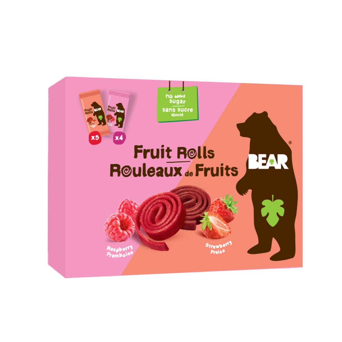 BEAR Fruit Rolls jahoda a malina ovocné rolované plátky 9x20 g BEAR