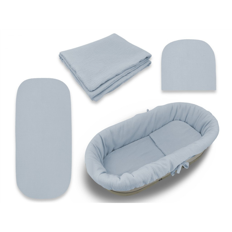 Baby Nellys Mušelínová sada do hluboké korby kočárku 4v1 Nature - jeans Baby Nellys