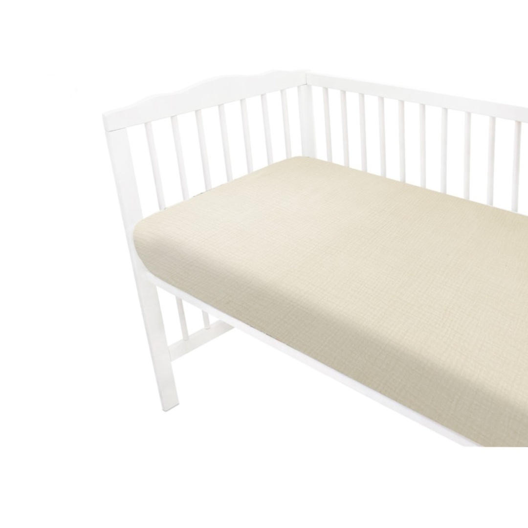 Baby Nellys Mušelínové prostěradlo do postýlky 60 x 120 NATURE double - béžové Baby Nellys