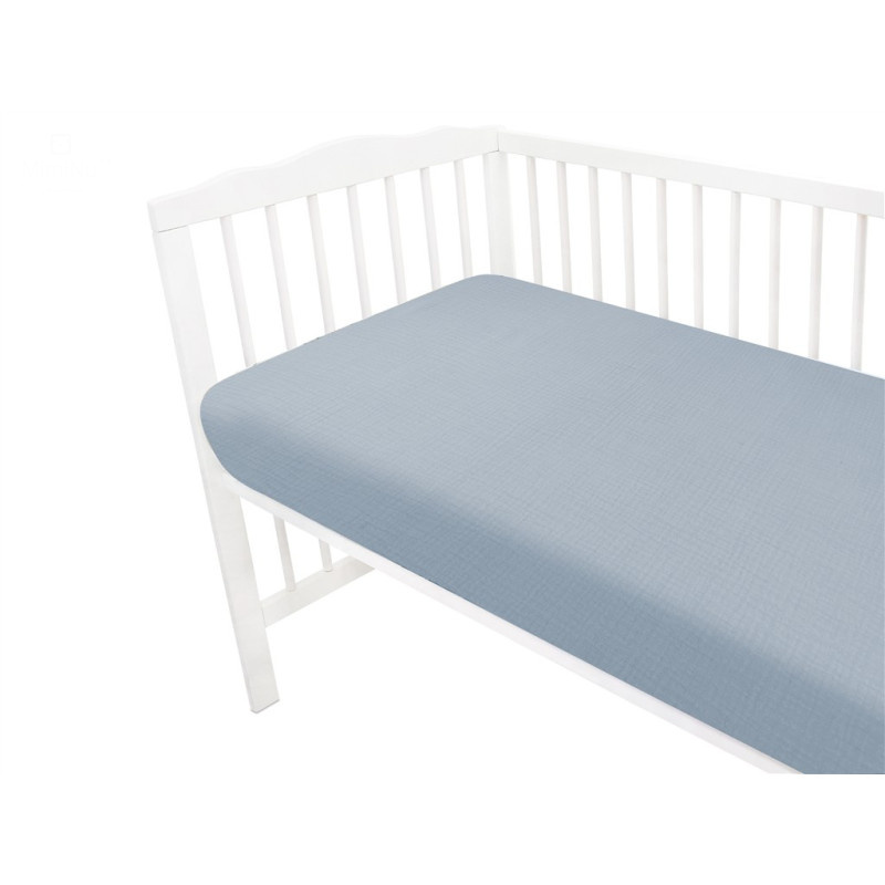 Baby Nellys Mušelínové prostěradlo do postýlky 60 x 120 NATURE double - jeans Baby Nellys