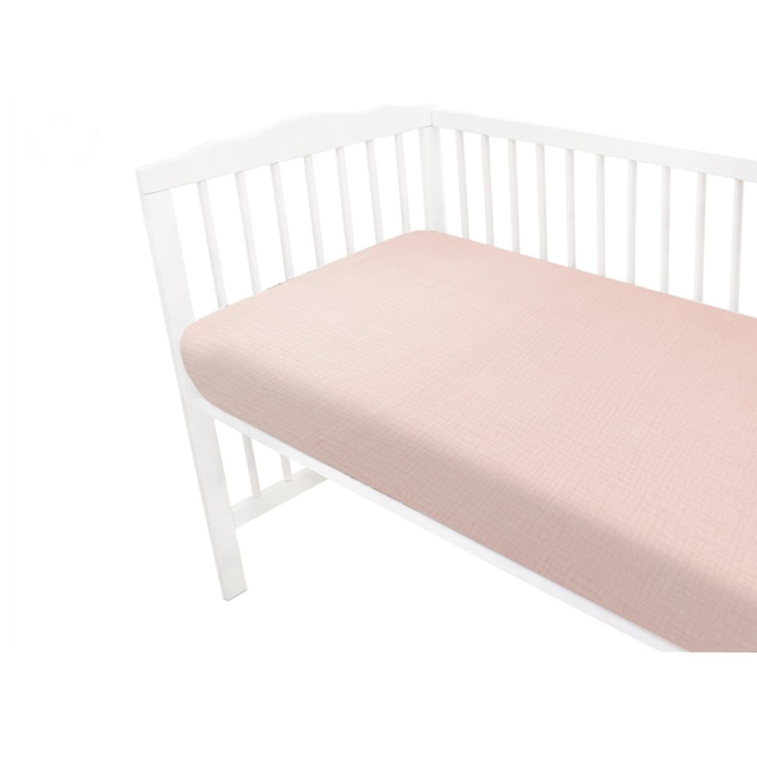 Baby Nellys Mušelínové prostěradlo do postýlky 60 x 120 NATURE double - pudrově růžová Baby Nellys