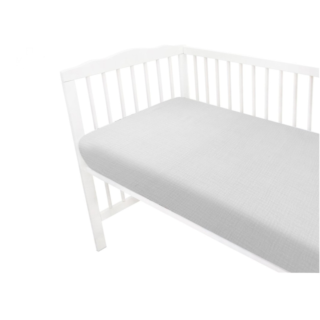 Baby Nellys Mušelínové prostěradlo do postýlky 60 x 120 NATURE double - šedé Baby Nellys