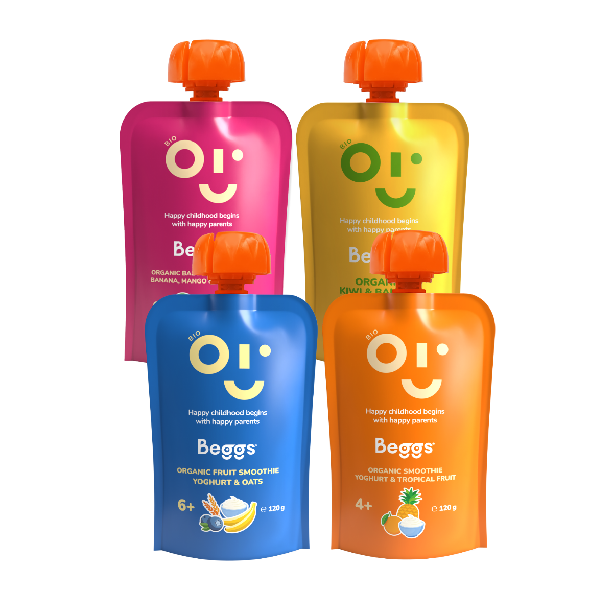 Beggs BIO Mix ovocných kapsiček 4x120 g Beggs