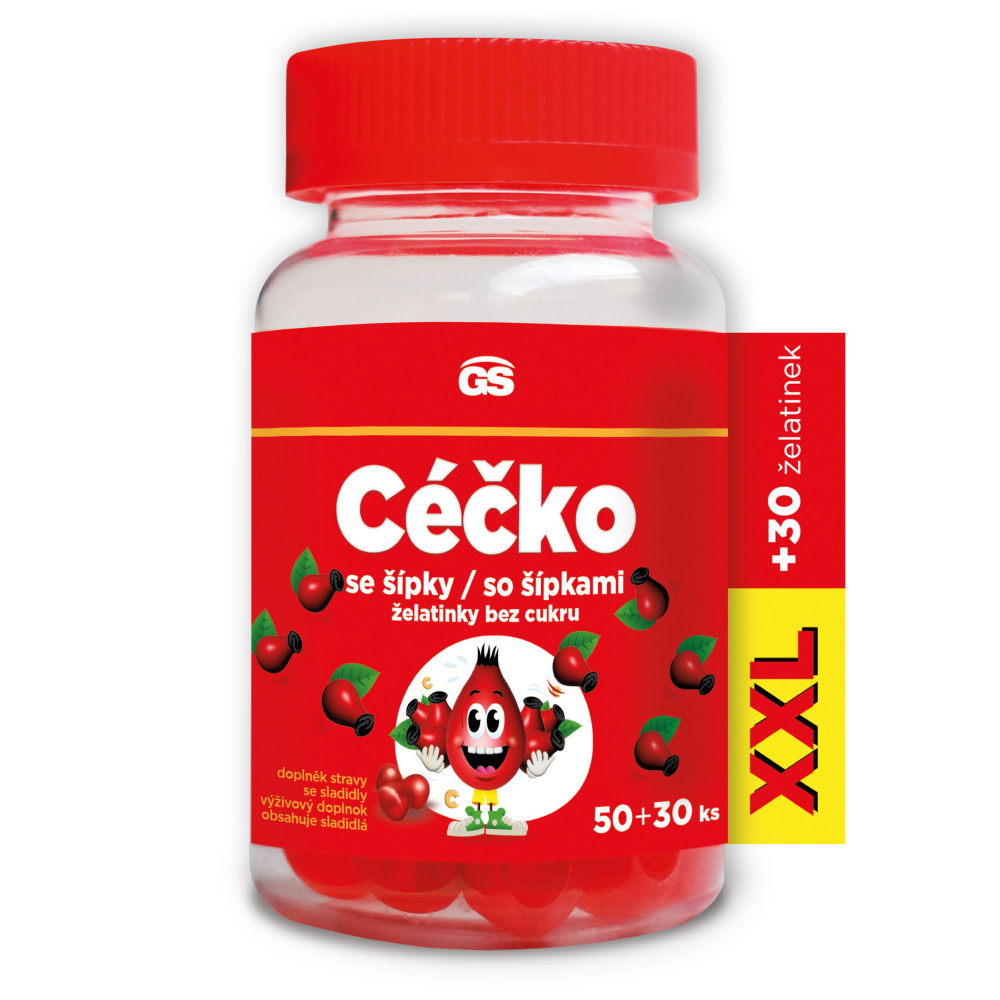 GS Céčko se šípky želatinky bez cukru XXL 50+30 ks GS