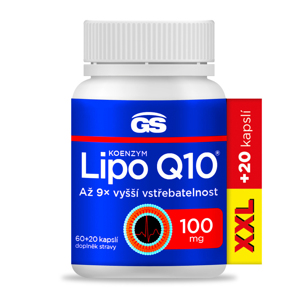 GS Koenzym Lipo Q10 100 mg XXL 60+20 kapslí GS