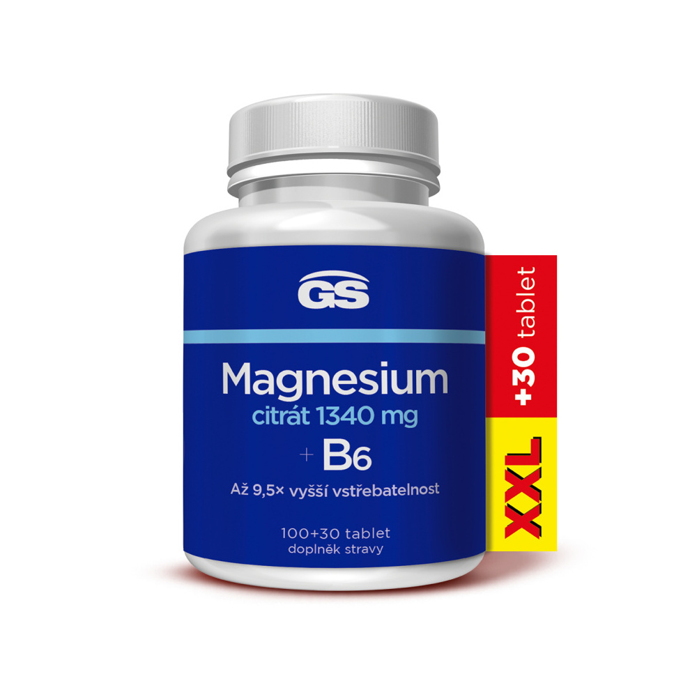 GS Magnesium citrát 1340 mg + B6 XXL 100+30 tablet GS