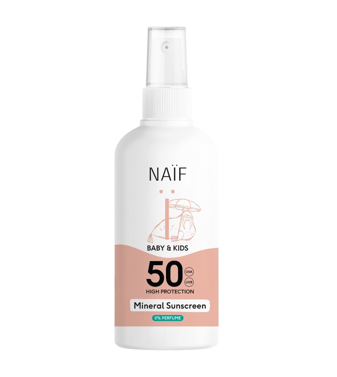 NAIF Ochranný sprej na opalování pro děti a miminka bez parfemace SPF50 100 ml NAIF