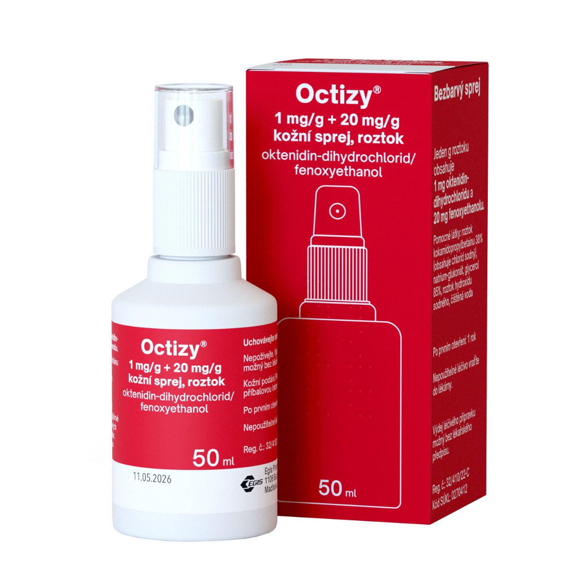 Octizy 1 mg/g + 20 mg/g kožní sprej