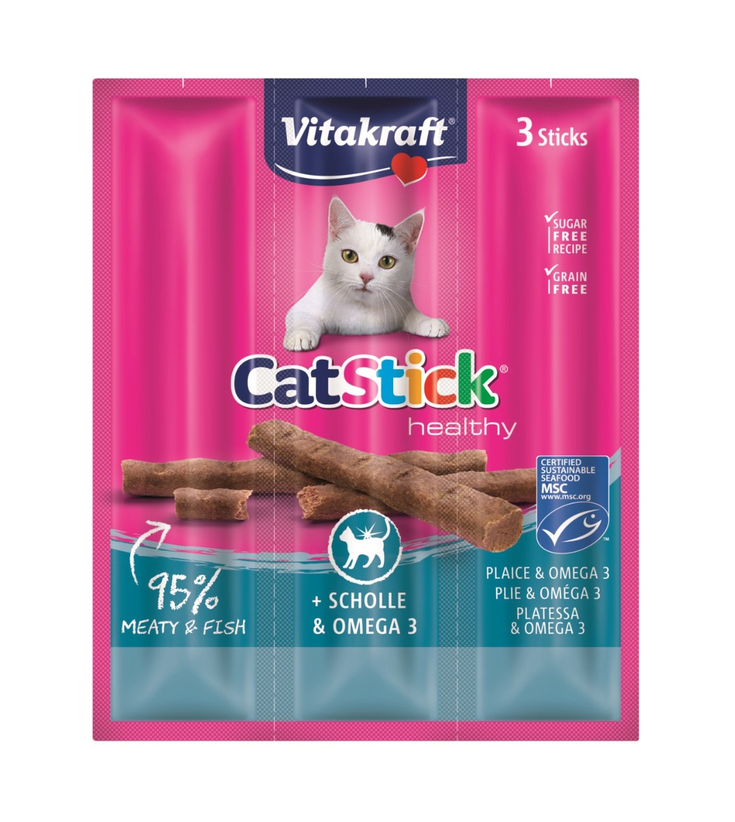 Vitakraft Cat Stick platýz a Omega 3 3x6 g Vitakraft