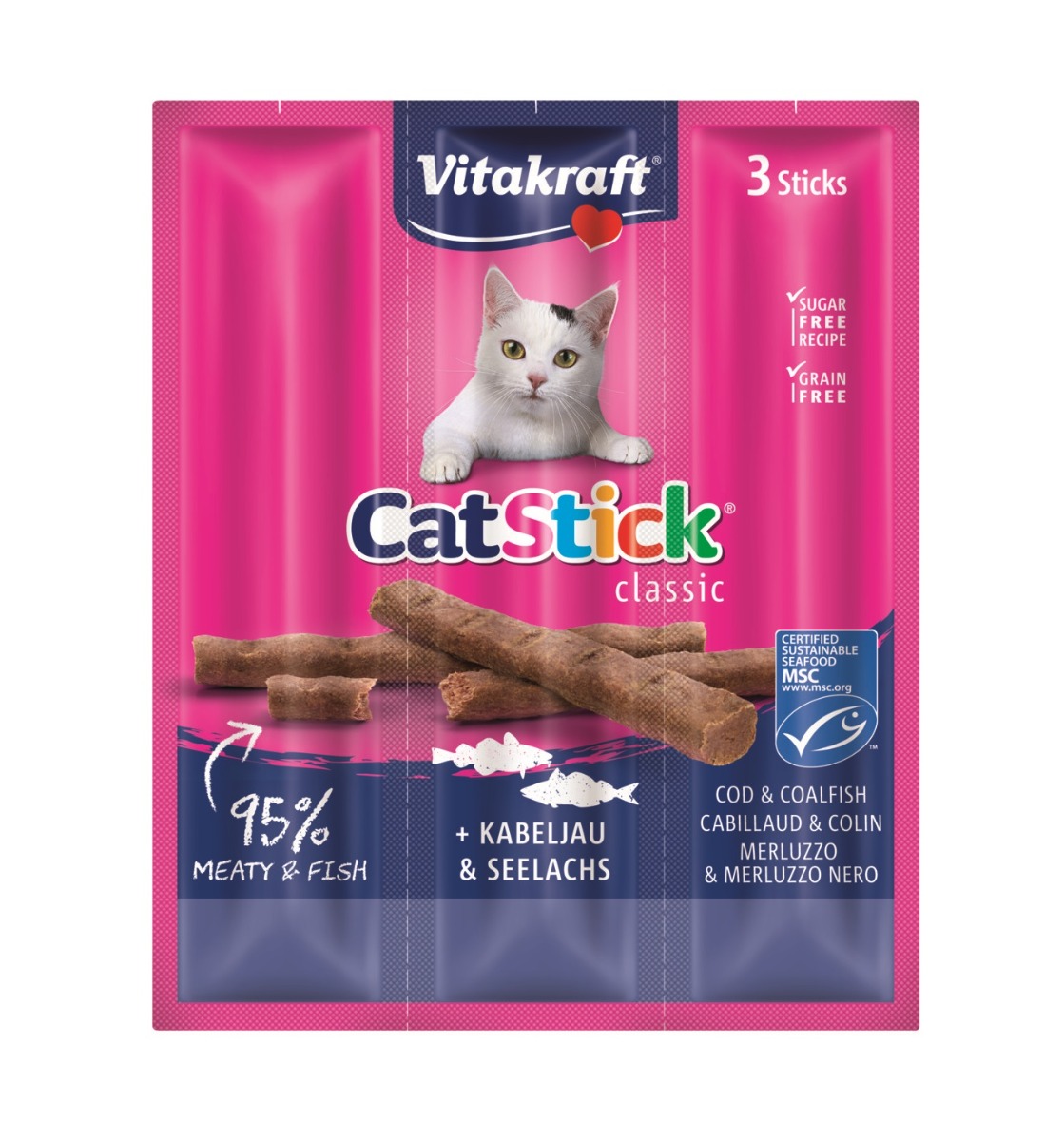 Vitakraft Cat Stick treska a treska tmavá 3x6 g Vitakraft