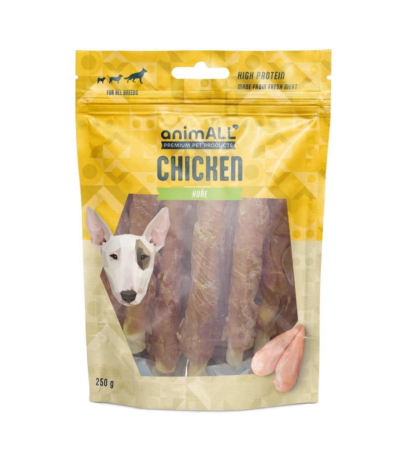 animALL Buvolí tyčka obalená kuřecím masem pamlsky pro psy 250 g animALL