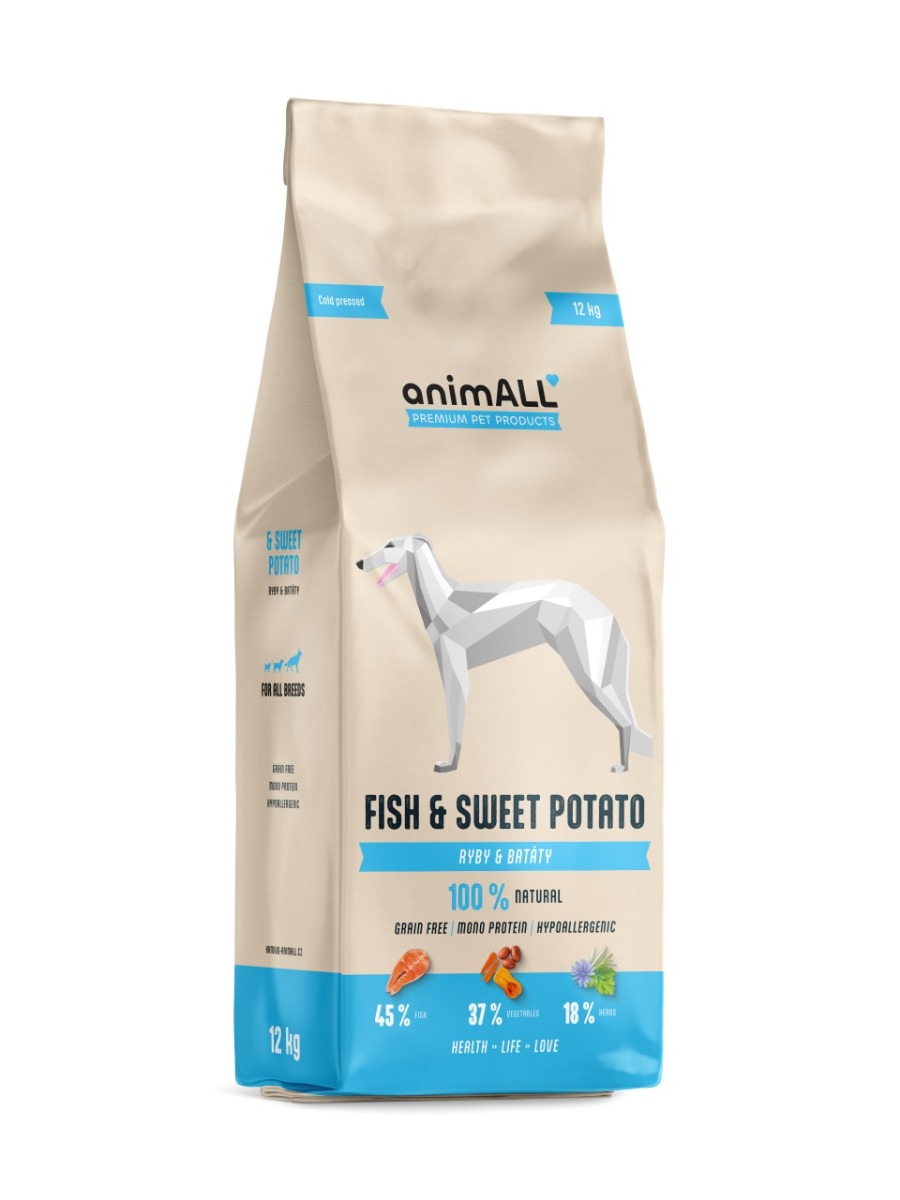 animALL Fish & Sweet Potato granule pro psy 12 kg animALL