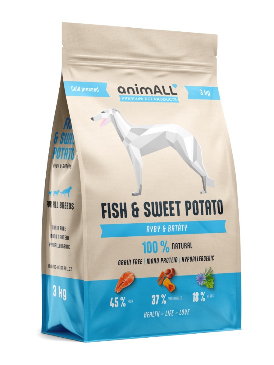 animALL Fish & Sweet Potato granule pro psy 3 kg animALL
