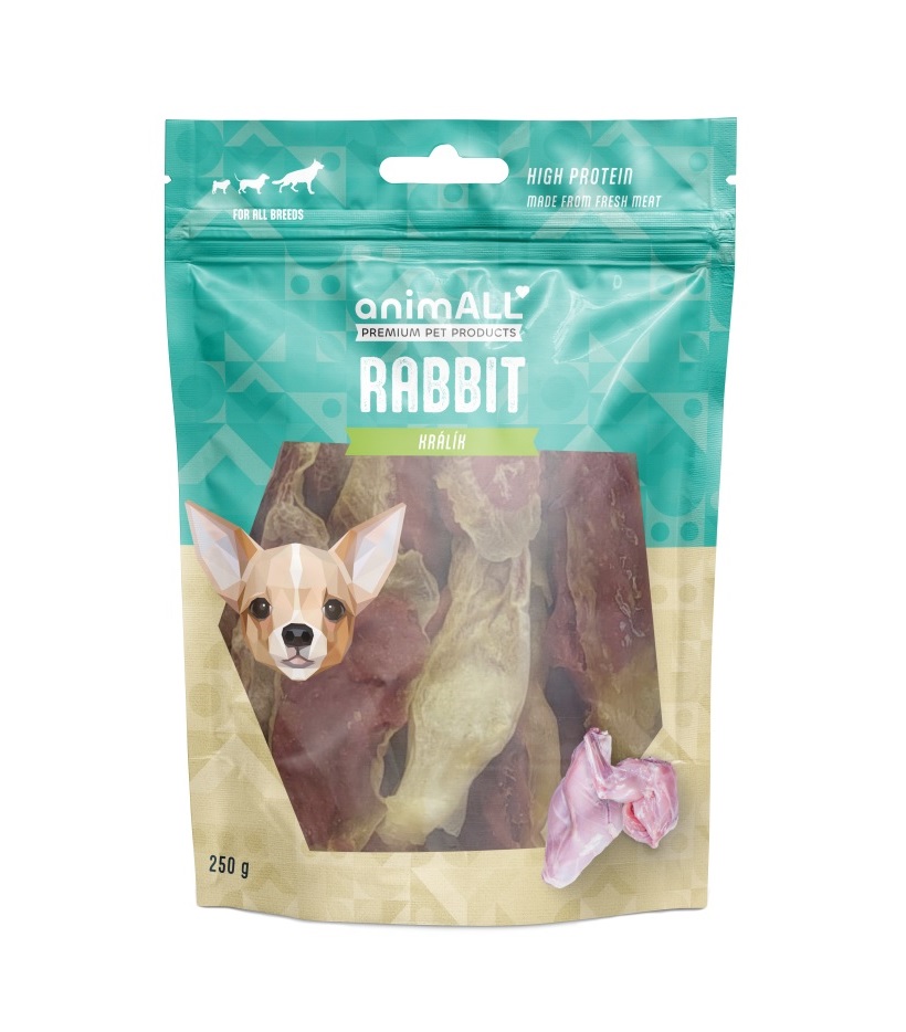 animALL Králičí ouško s jehněčím pamlsky pro psy 250 g animALL
