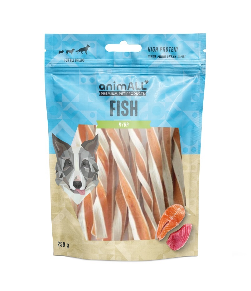 animALL Kroucený lososový sendvič pamlsky pro psy 250 g animALL