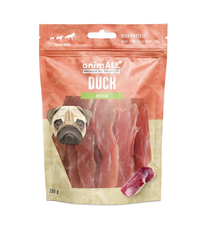 animALL Měkké kachní jerky pamlsky pro psy 250 g animALL