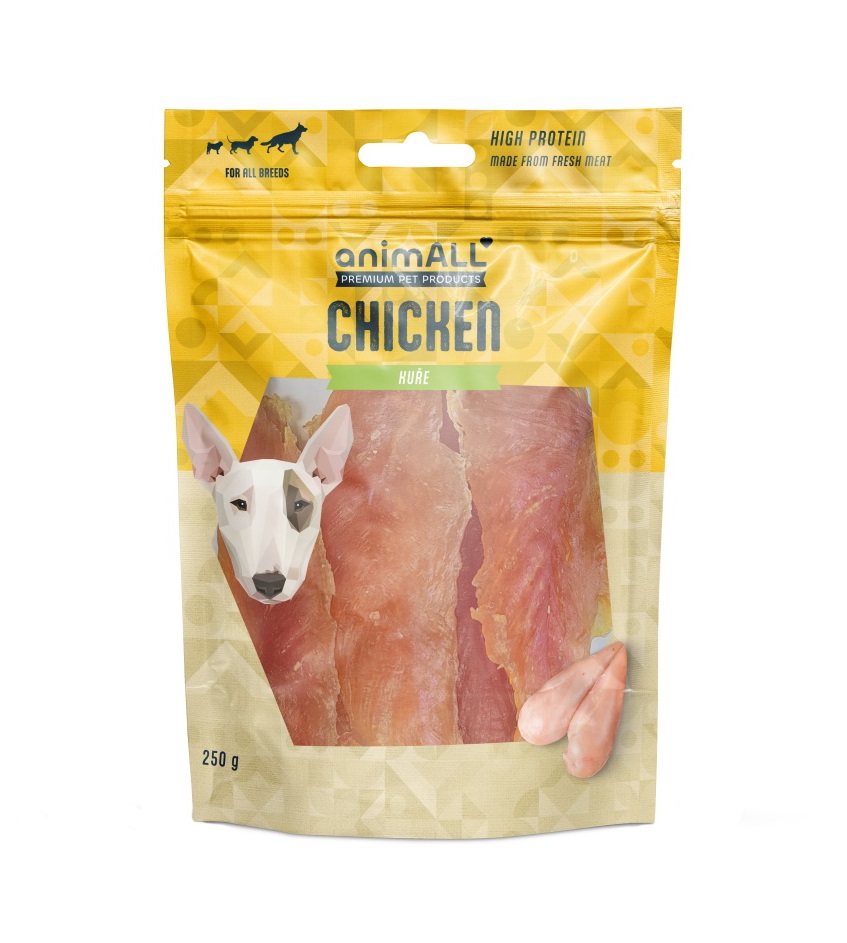 animALL Měkké kuřecí jerky pamlsky pro psy 250 g animALL
