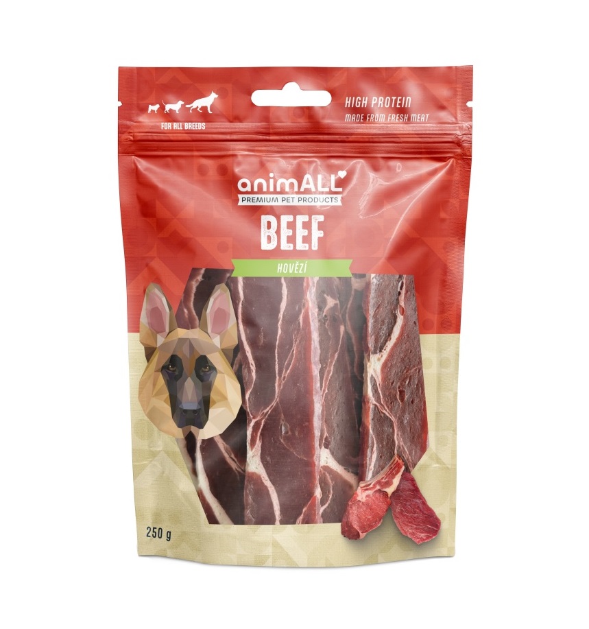animALL Měkké plátky hovězího steaku pamlsky pro psy 250 g animALL
