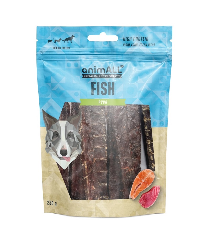 animALL Tuňákové proužky s kachním pamlsky pro psy 250 g animALL