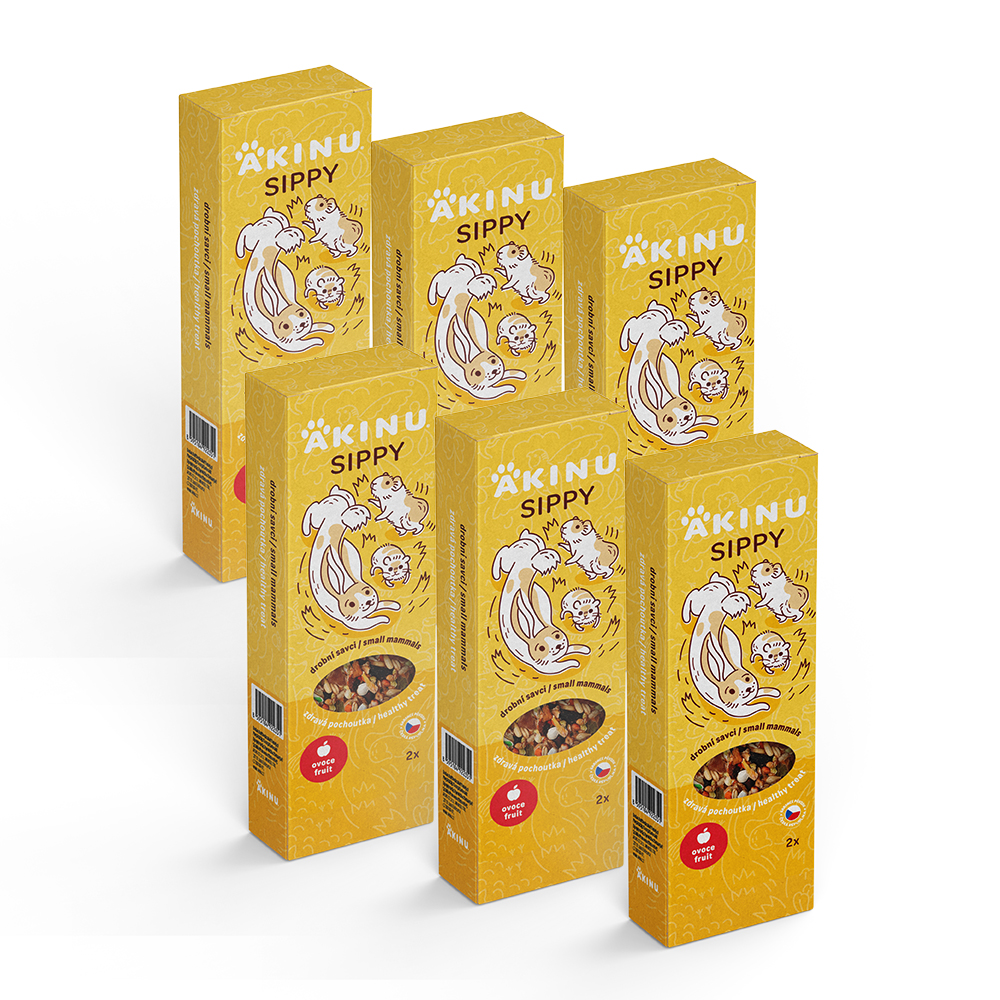 Akinu Akinu SIPPY Tyč s ovocem doplňkové krmivo pro hlodavce 6 x 2 ks Akinu