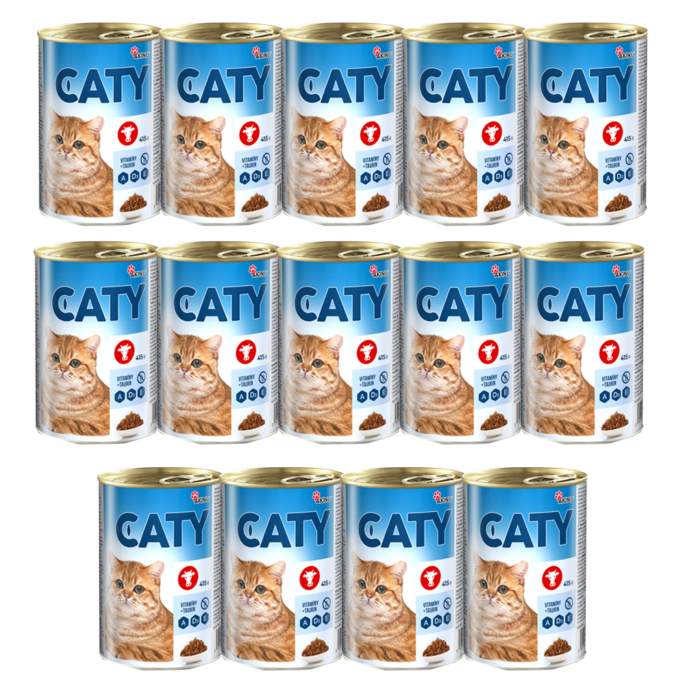 Akinu CATY Hovězí kousky v omáčce konzerva pro kočky 14 x 415 g Akinu
