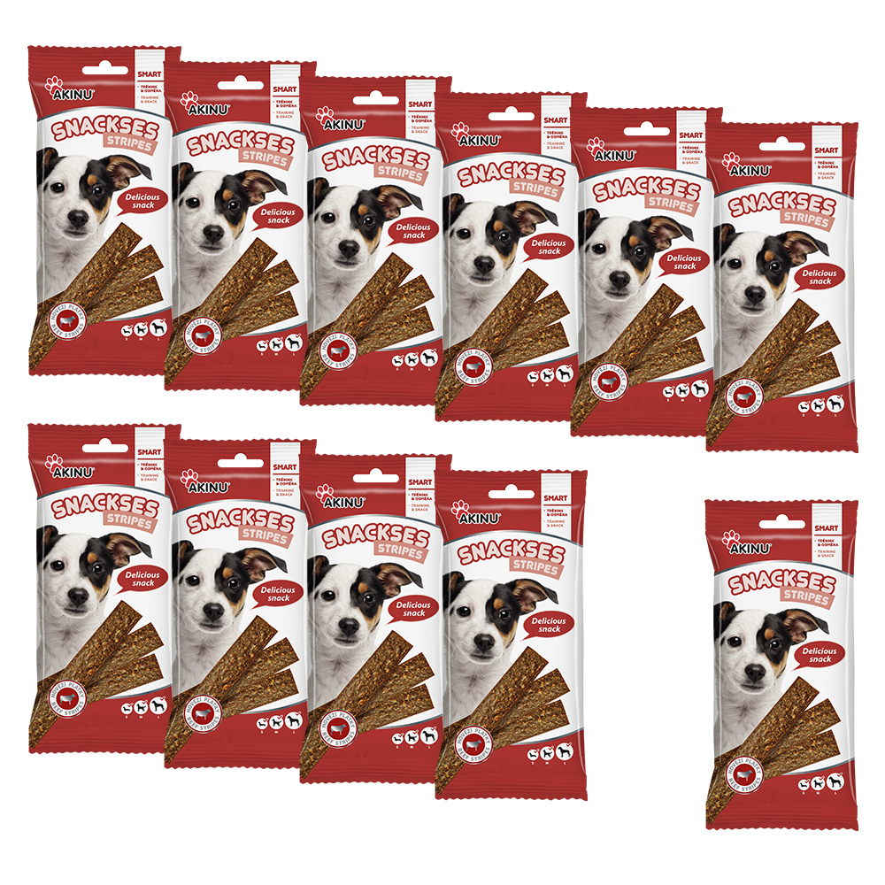 Akinu SNACKSES Hovězí plátky pamlsek pro psy 11 x 12 ks Akinu