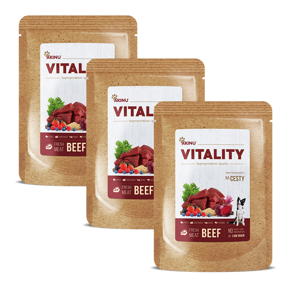 Akinu VITALITY na cesty hovězí pro psy 3 x 300 g Akinu