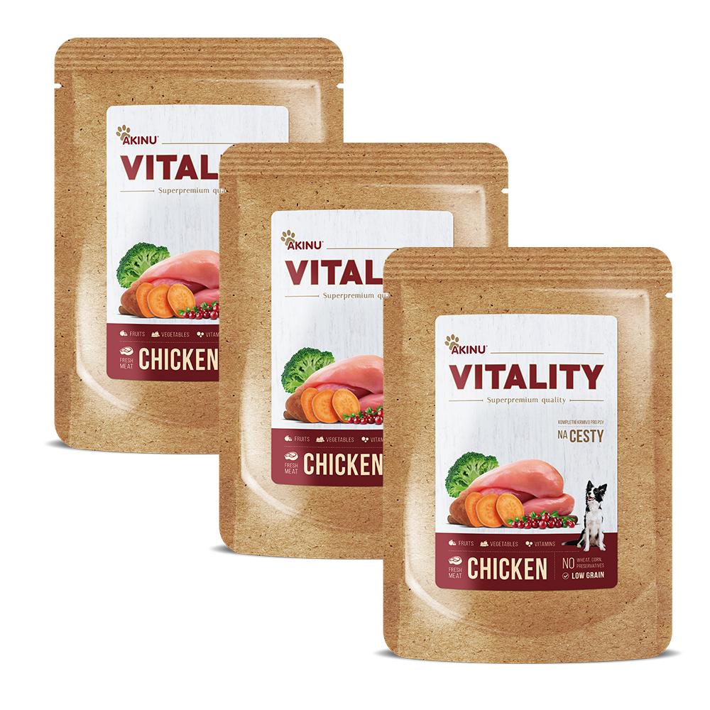 Akinu VITALITY na cesty kuřecí pro psy 3 x 300 g Akinu
