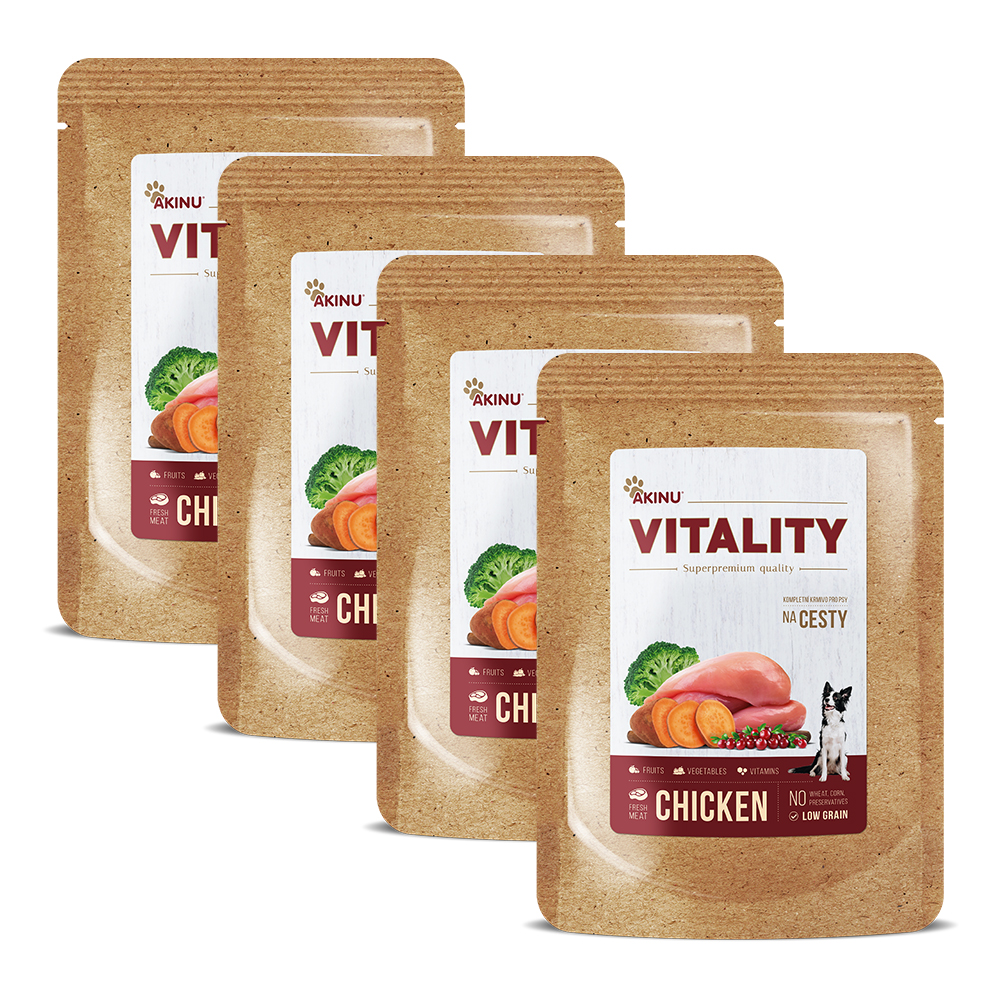 Akinu VITALITY na cesty kuřecí pro psy 4 x 150 g Akinu