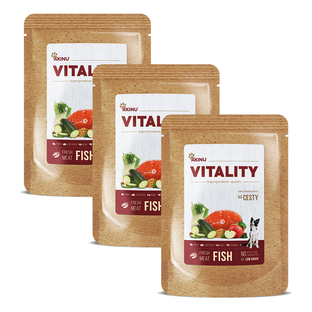 Akinu VITALITY na cesty rybí pro psy 3 x 300 g Akinu