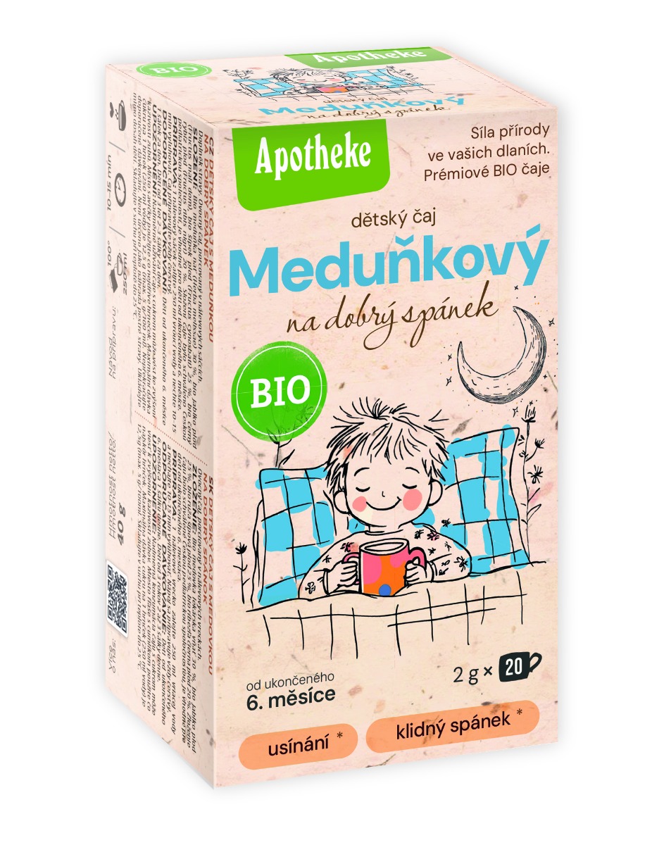 Apotheke BIO Dětský ovocný čaj s meduňkou nálevové sáčky 20x2 g Apotheke