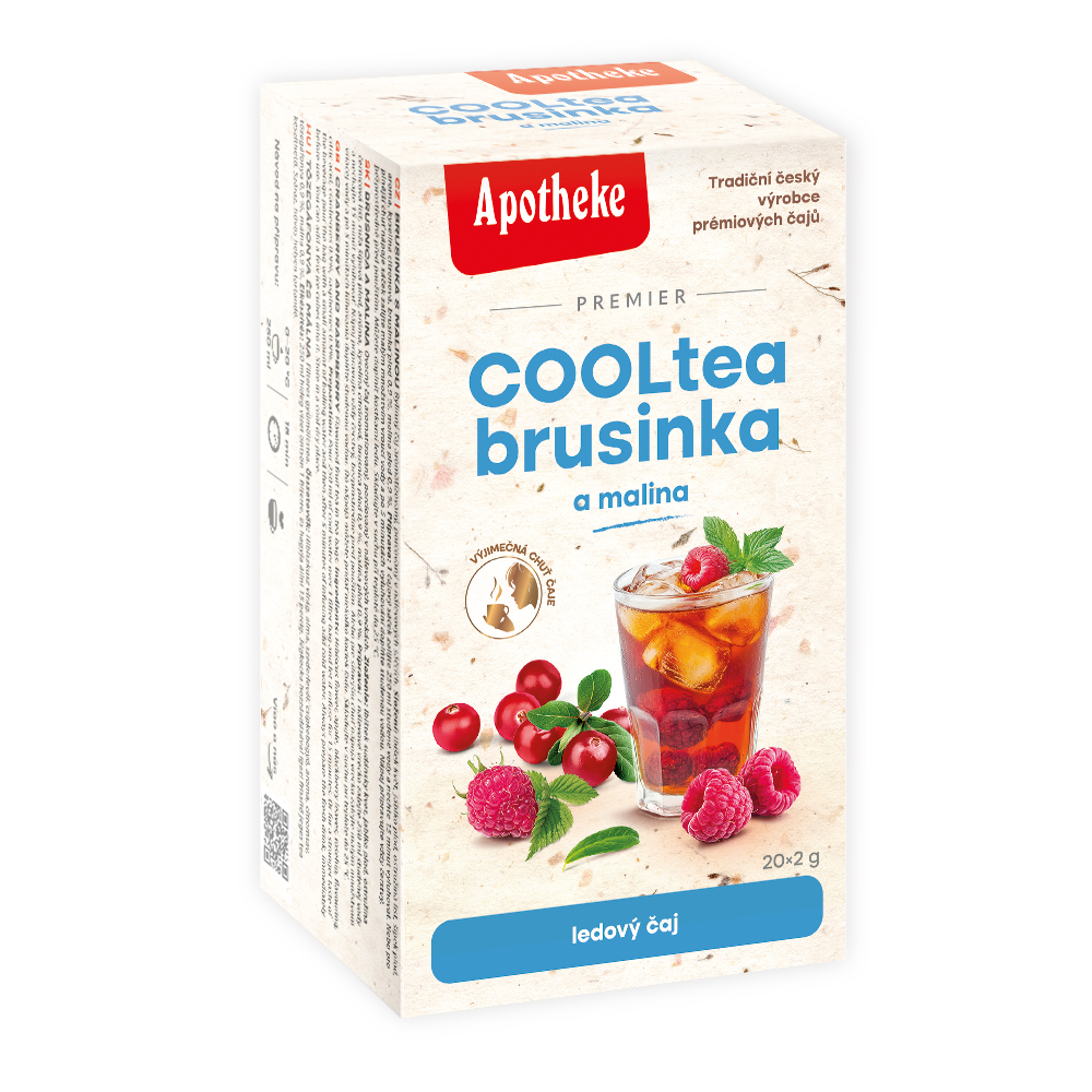 Apotheke CoolTea Brusinka s malinou porcovaný čaj 20x2 g Apotheke