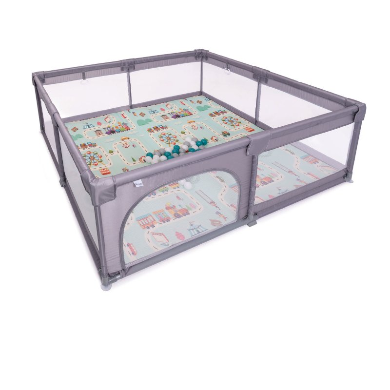 BABYGO ohrádka Playpark Grey s matrací BABYGO