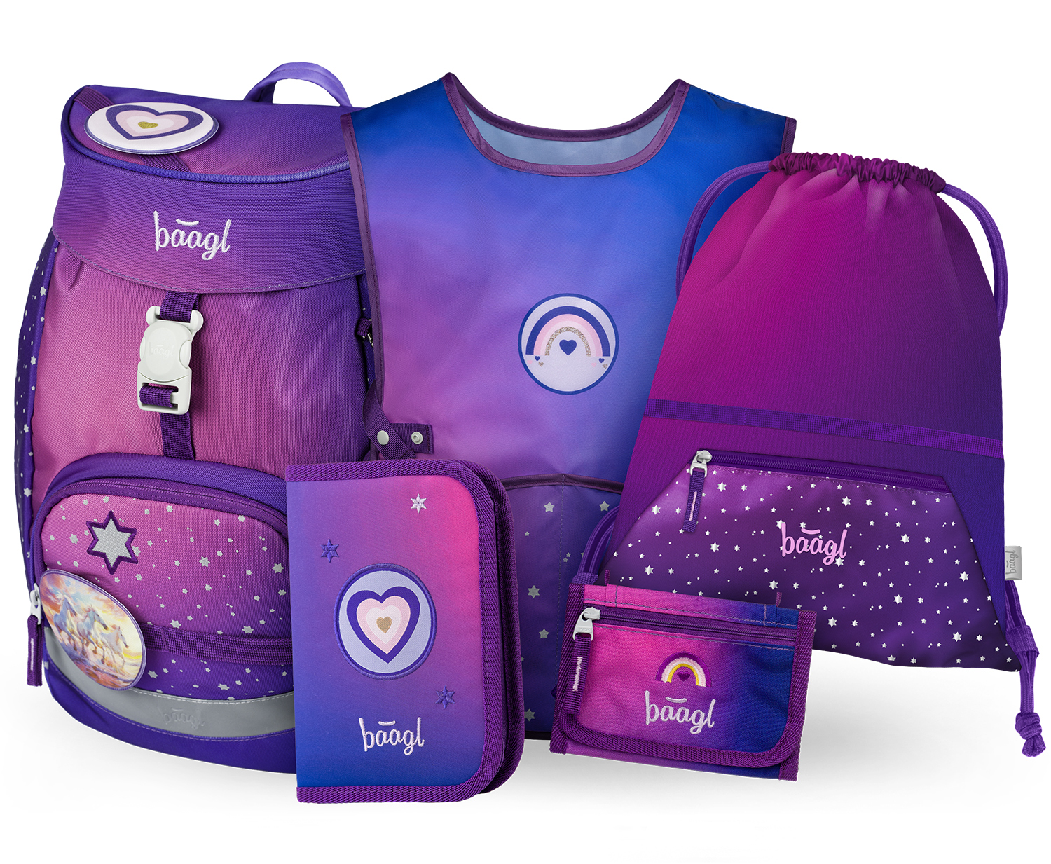 Baagl SET 5 AIRY Koně srdce: batoh