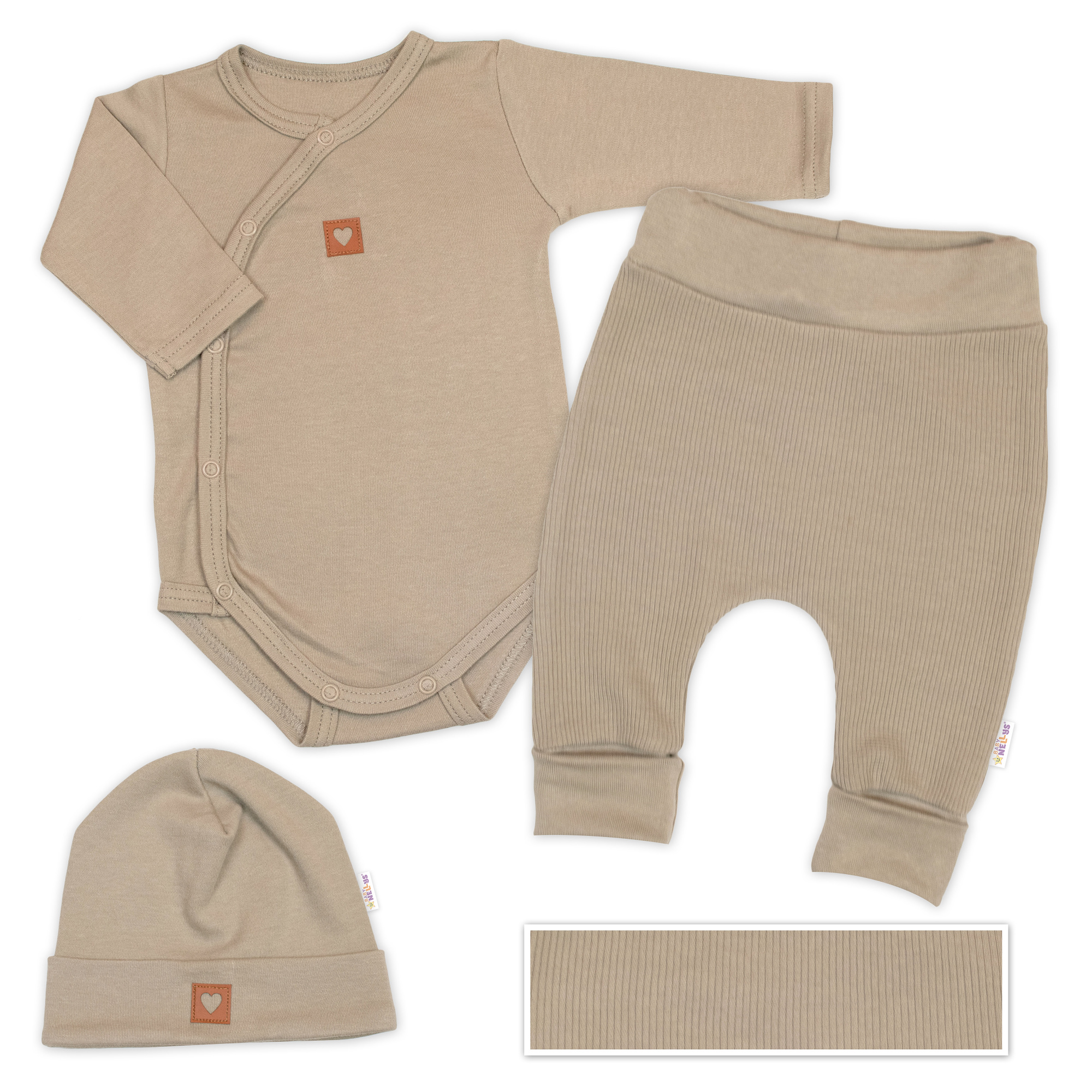 Baby Nellys Rostoucí 3dílná sada pro miminko Nature - taupe