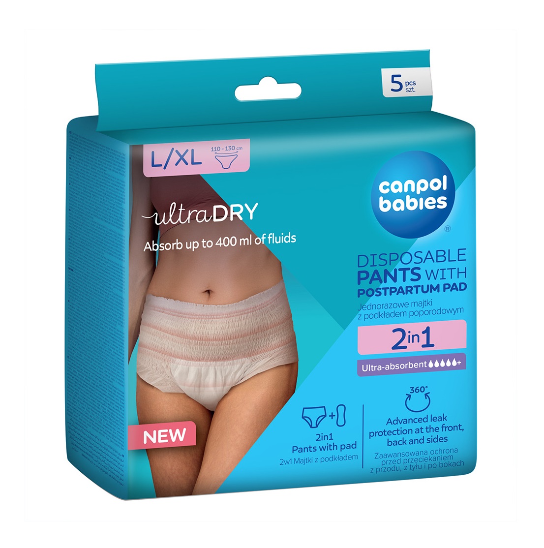 Canpol babies Jednorázové poporodní kalhotky s vložkou 2v1 L/XL 5 ks Canpol babies