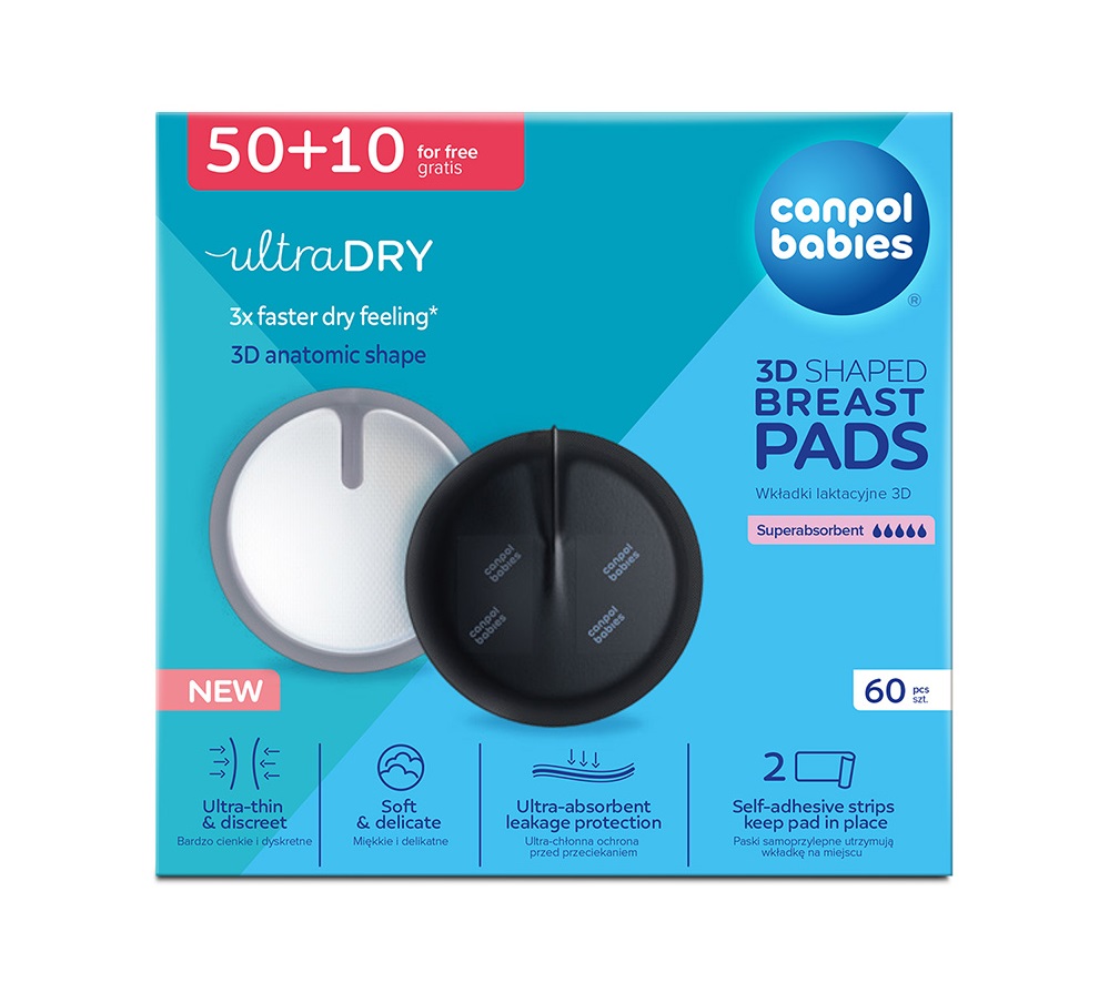 Canpol babies Tvarované prodyšné vložky do podprsenky 3D 50+10 ks černé Canpol babies