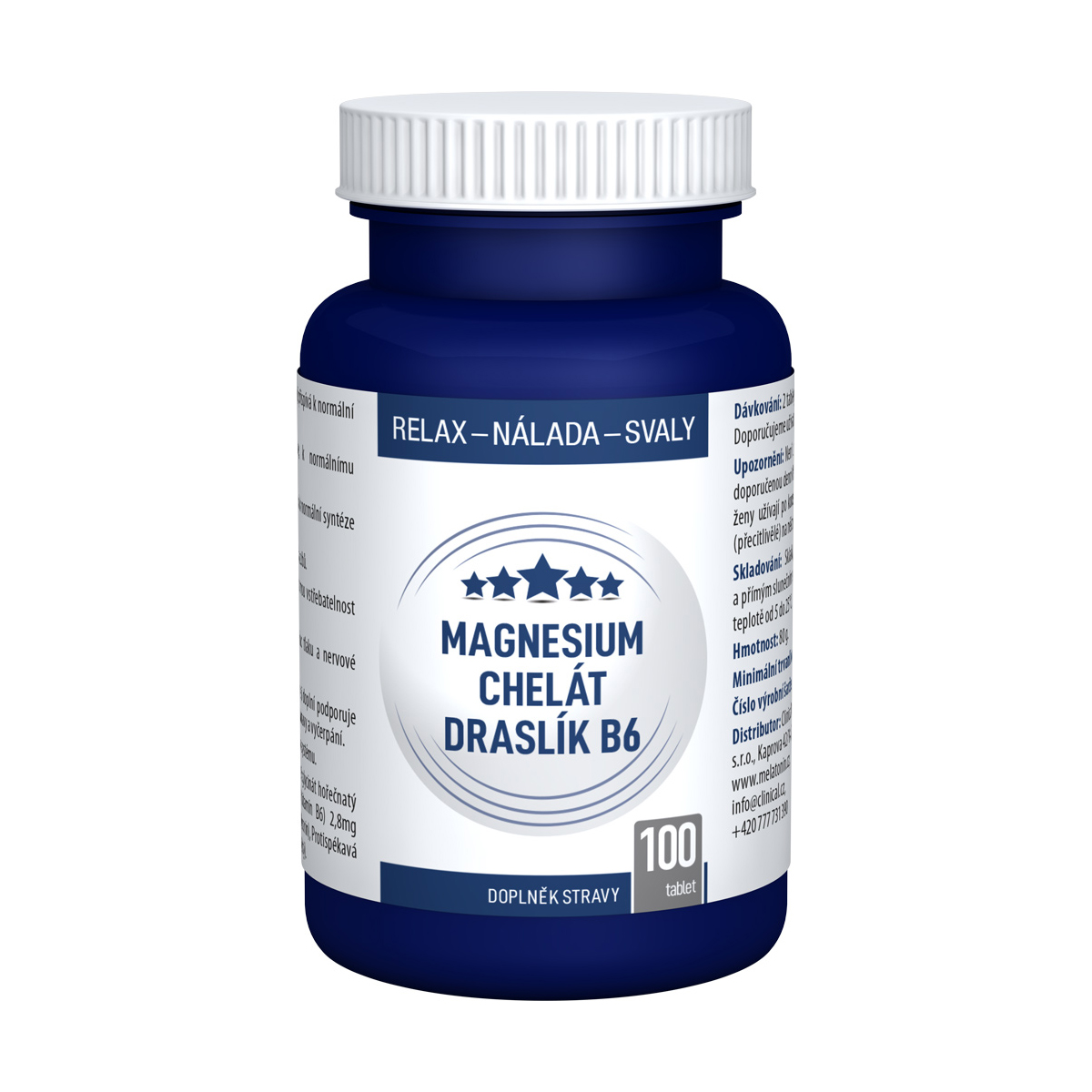 Clinical Magnesium chelát + Draslík + B6 100 tablet Clinical