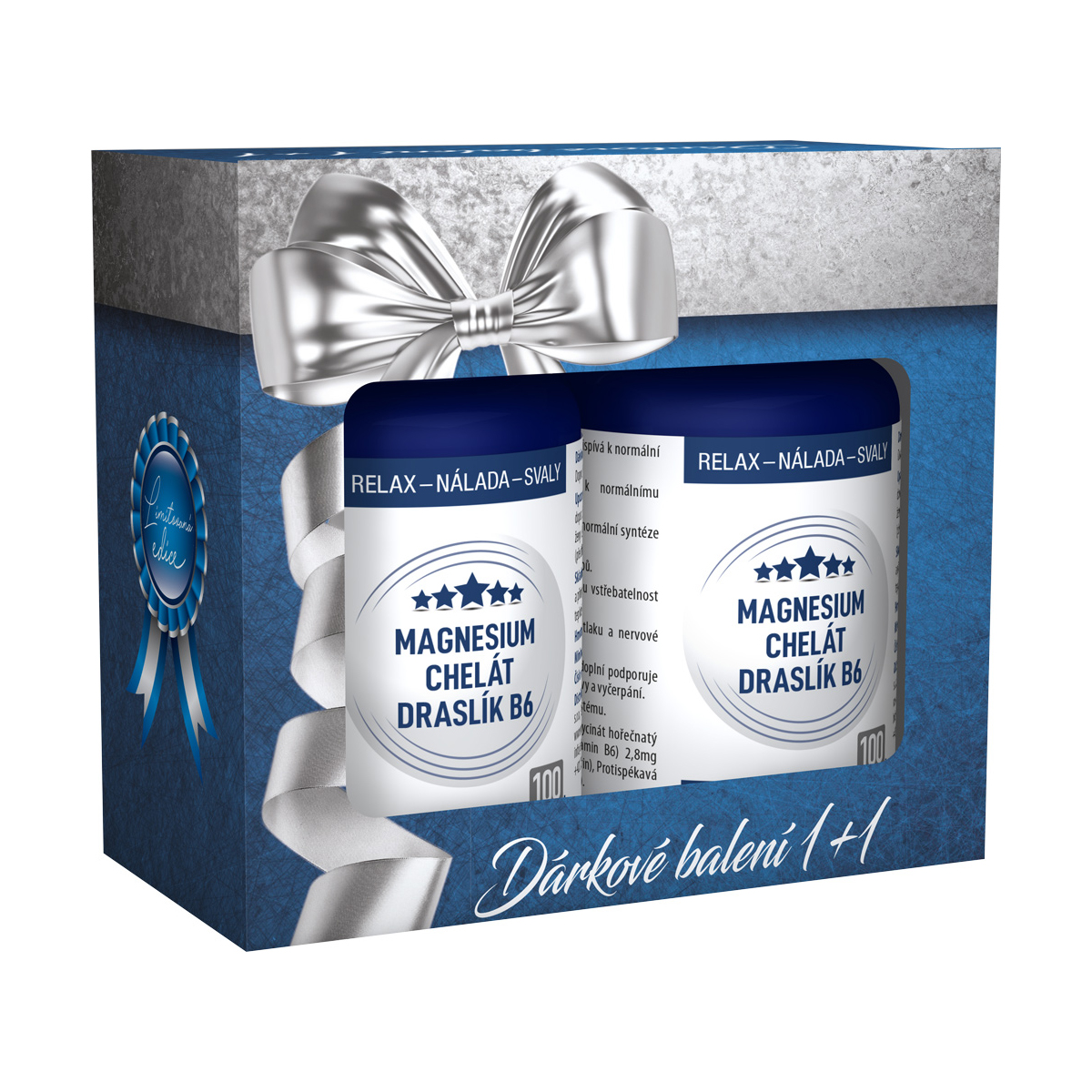 Clinical Magnesium chelát + Draslík + B6 100+100 tablet dárkové balení Clinical